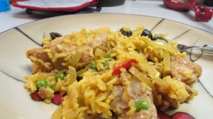 Every-color rice and chicken.